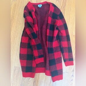 Old Navy Red and Black Plaid Cardigan